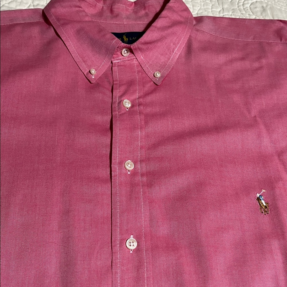 Ralph Lauren Men's Bright Pink Button Down Shirt